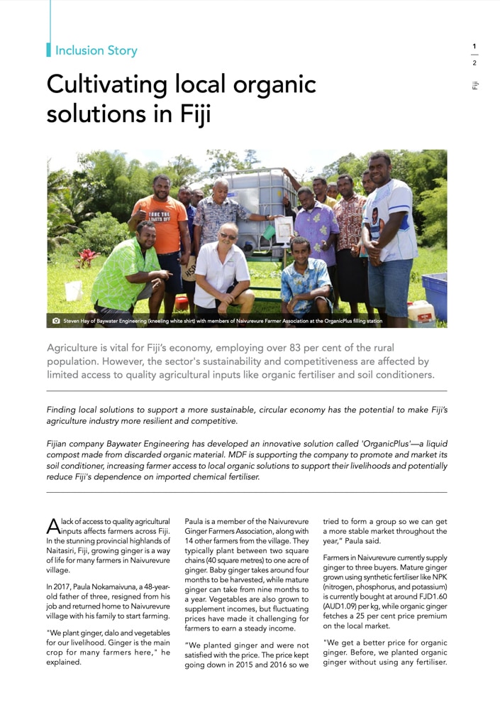 MDF's Inclusion Story on cultivating local organic solutions in Fiji.