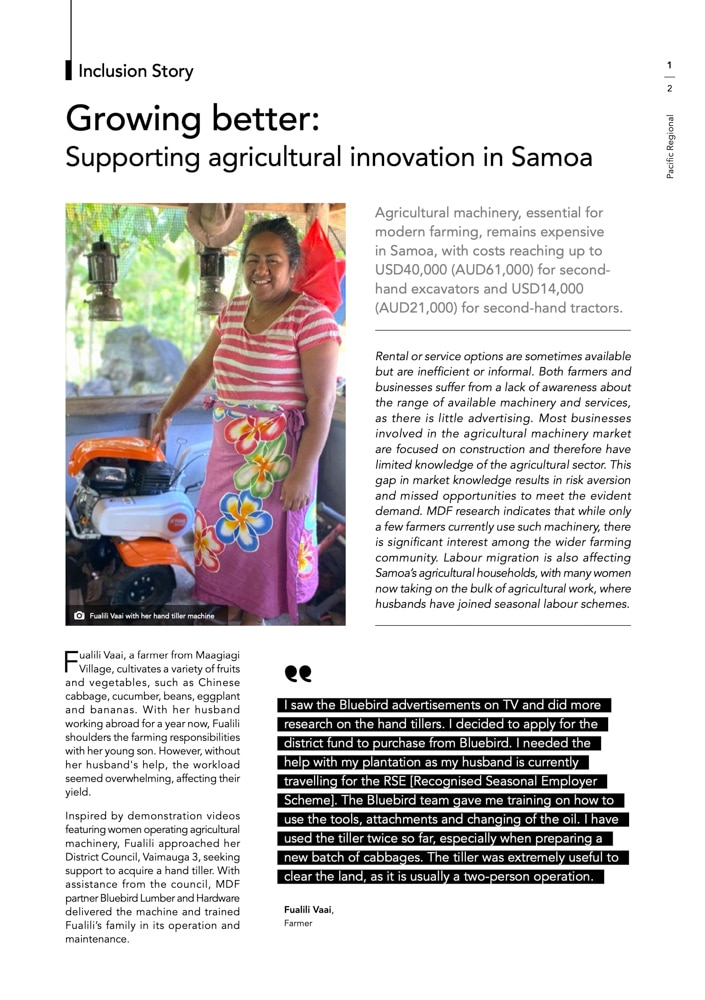 Samoas Inclusion Story on growing better and supporting agricultural innovation in Samoa.