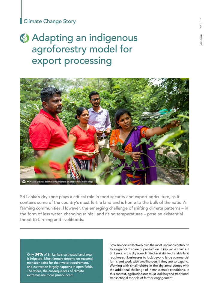 Sri Lanka's Climate Change story on Adapting an indigenous agroforestry model for export processing.