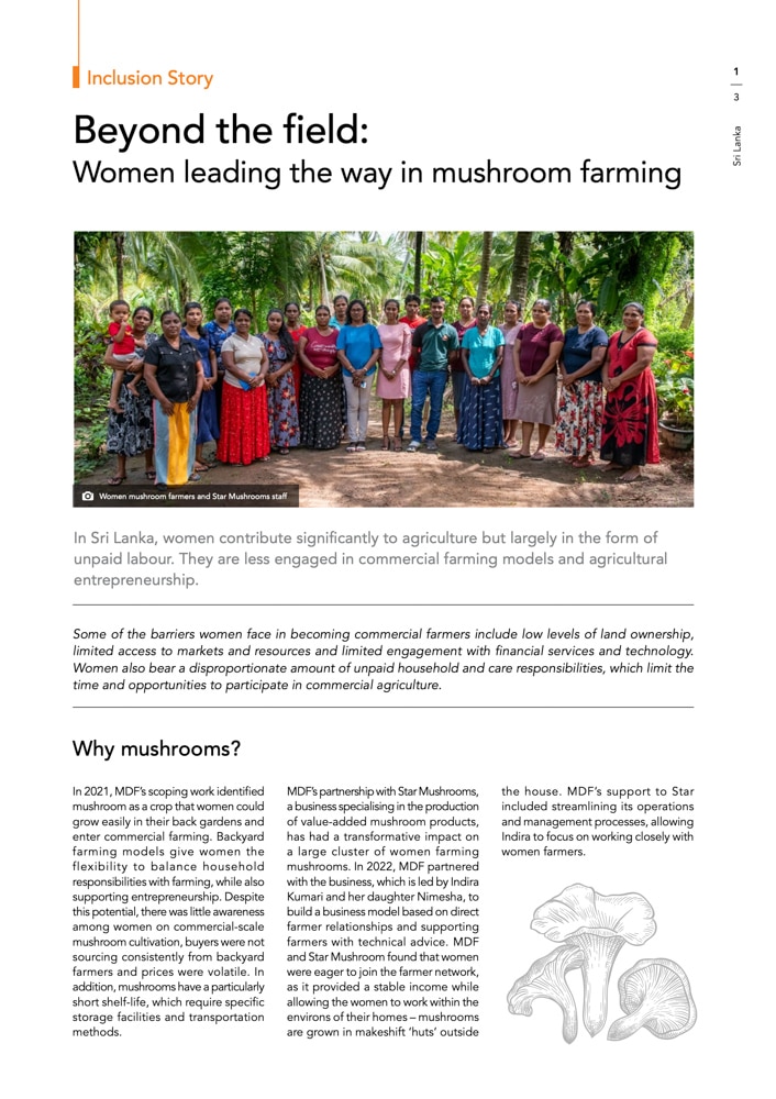 Sri Lanka's Inclusion Story on Women leading the way in mushroom farming.