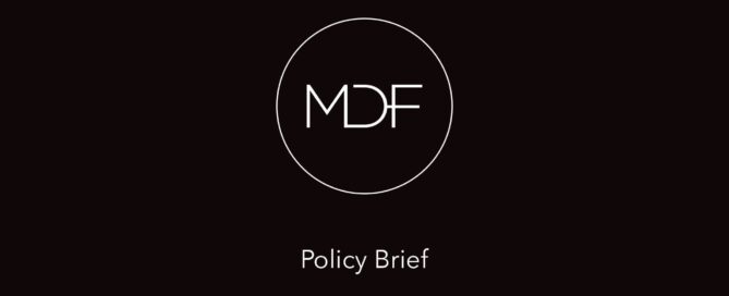 MDF logo inside a circle above the text “Policy Brief” on a dark background.